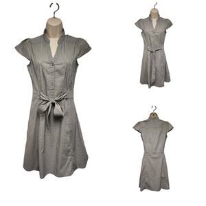 H&M Gray Striped Fit & Flare Short Sleeve Dress Size US 6